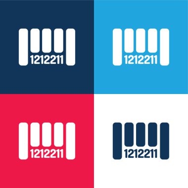 Bar Code blue and red four color minimal icon set clipart