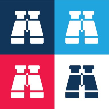 Dürbün mavi ve kırmızı dört renk minimal simge kümesi