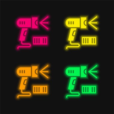 Barkod dört renk parlayan neon vektör simgesi