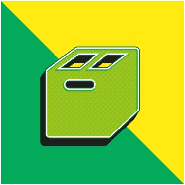 Kutu Çapraz Görünümü Yeşil ve Sarı 3D vektör simgesi logosu