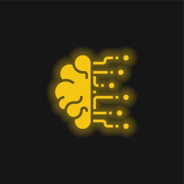 Beyin sarısı parlak neon simgesi
