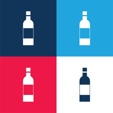 Şişe mavi ve kırmızı dört renk minimal simge kümesi