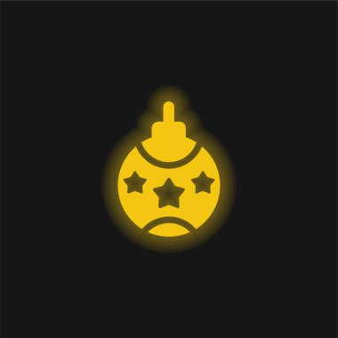 Bauble sarı parlak neon simgesi
