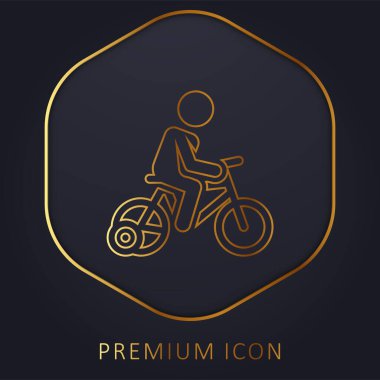 Altın çizgili bisiklet logosu veya simgesi