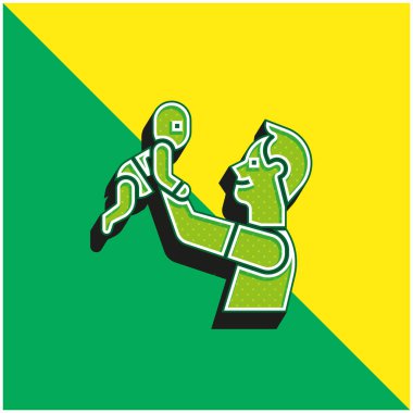 Bebek Yeşil ve Sarı Modern 3D vektör simgesi logosu