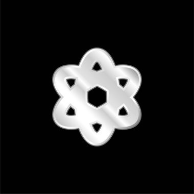 Atom silver plated metallic icon clipart