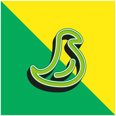 Kuş Yeşil ve Sarı modern 3D vektör simgesi logosu