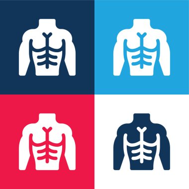 Gövde mavisi ve kırmızı dört renk minimal simgesi