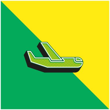 Uçak Yeşil ve Sarı Modern 3D vektör simgesi logosu