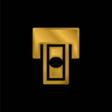 ATM Altın kaplama metalik simge veya logo vektörü