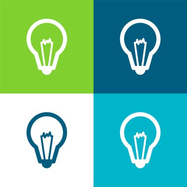 Big Light Bulb Flat four color minimal icon set clipart