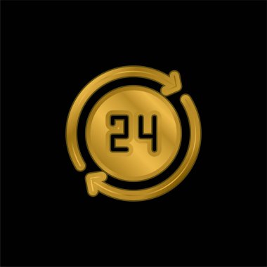 24 Saat Altın Kaplama Metal Simge veya logo Vektörü