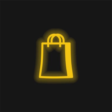 Büyük Alışveriş Torbası Sarı parlak neon simgesi