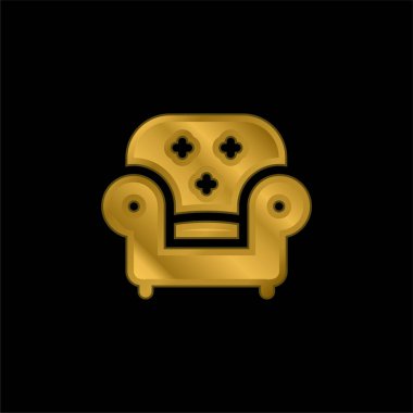 Koltuk altın kaplama metalik simge veya logo vektörü