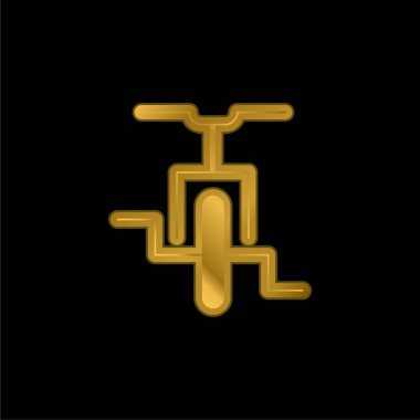 Bisiklet altın kaplama metalik simge veya logo vektörü