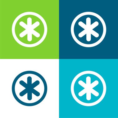 Asterisk Yıldız Sembolü Dairesel Düğme Düz 4 renk minimal simgesi