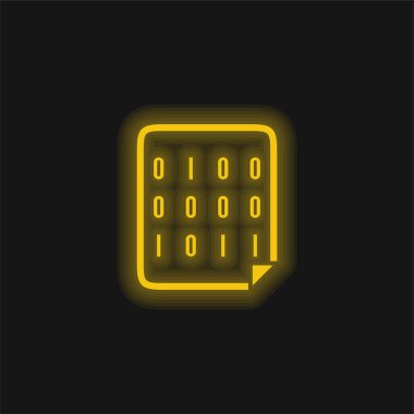 Binary Code yellow glowing neon icon clipart
