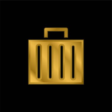Evrak çantası altın kaplama metalik simge veya logo vektörü