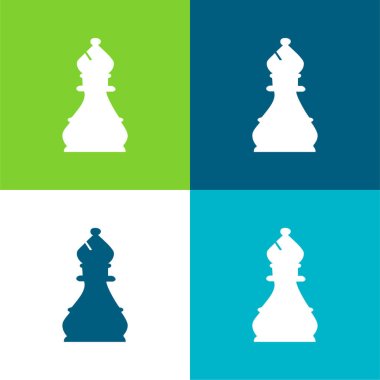 Bishop Chess Piece Flat four color minimal icon set clipart