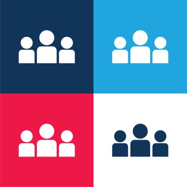 About Us blue and red four color minimal icon set clipart