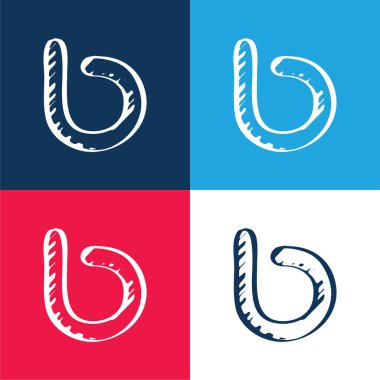 Bebo Logo Çizilmiş Sembol Mavi ve Kırmızı Dört Renk Minimum Simgesi