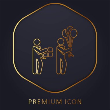 Doğum günü altın çizgisi prim logosu veya simgesi