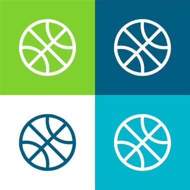 Basketbol Topu Dış Hattı Düz 4 renk minimal simgesi