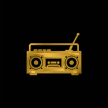Altın kaplama metal simge veya logo vektörlü Boom Box Radyo