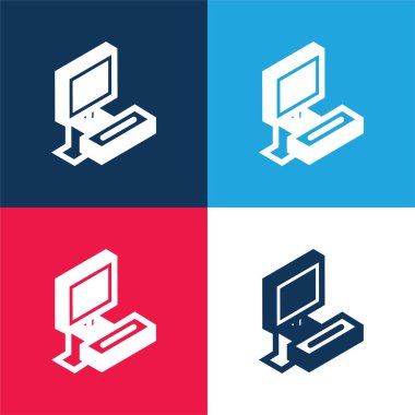 Atari mavi ve kırmızı dört renk minimal simge kümesi