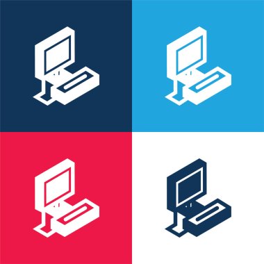 Atari blue and red four color minimal icon set clipart