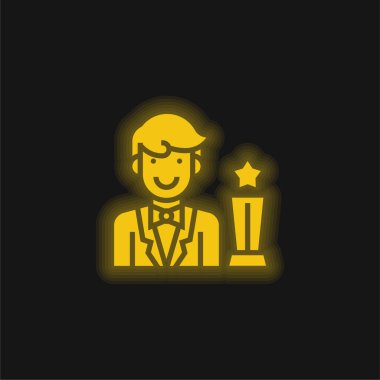 Aktör sarı parlak neon simgesi