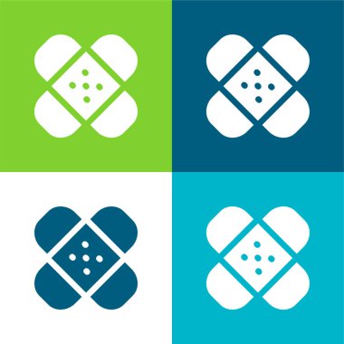 Yara bantları Düz 4 renk minimal simgesi seti