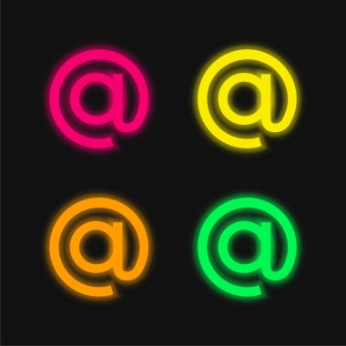 Parlayan dört renk neon vektör simgesinde