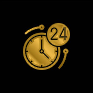 24 Saat Altın Kaplama Metal Simge veya logo Vektörü