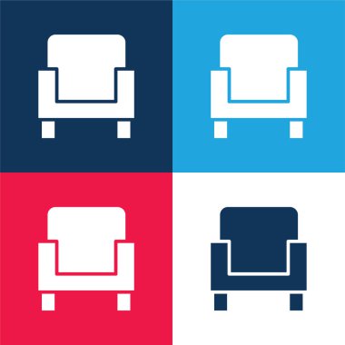 Koltuk mavi ve kırmızı dört renk minimal simgesi