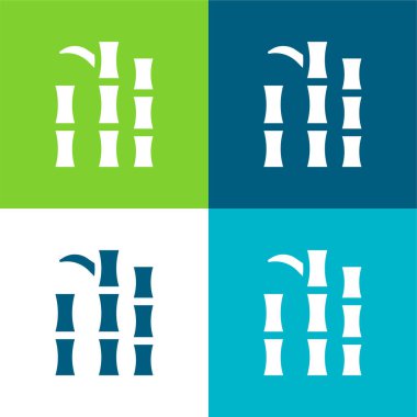 Bambu Düz 4 renk simgesi seti