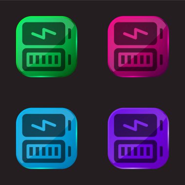Batarya dört renkli cam düğme simgesi