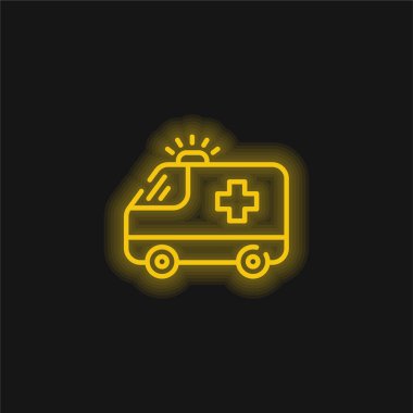 Ambülans sarı parlak neon simgesi