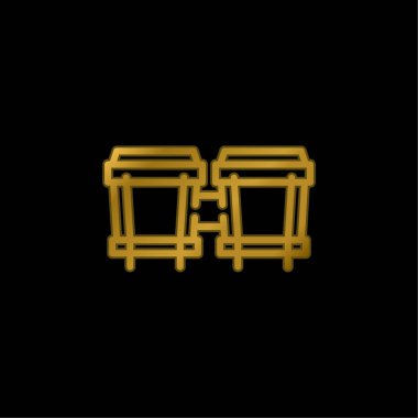 Bongo altın kaplama metalik simge veya logo vektörü