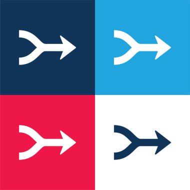 Arrows Merge Pointing To Right blue and red four color minimal icon set clipart