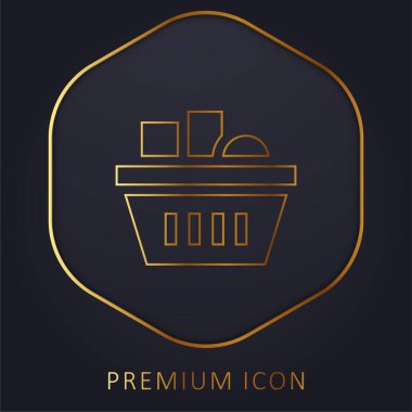 Sepet altın çizgi prim logosu veya simgesi