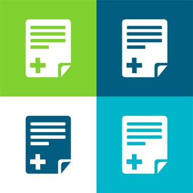 Dosya Düz 4 renk minimal simgesi seti ekle