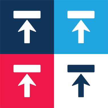 Arrow Upward To Rectangle Shape blue and red four color minimal icon set clipart
