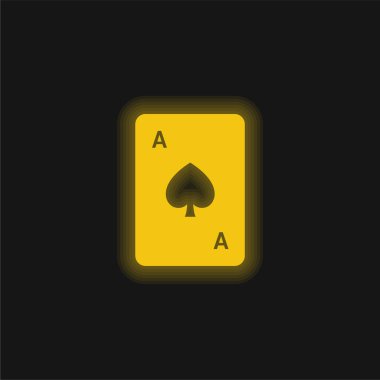Ace Of Spades yellow glowing neon icon clipart