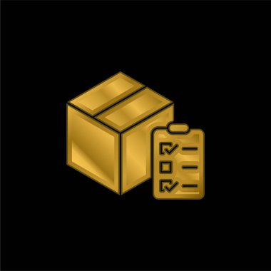 Kutu altın kaplama metalik simge veya logo vektörü