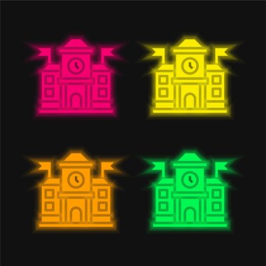 Academy four color glowing neon vector icon clipart