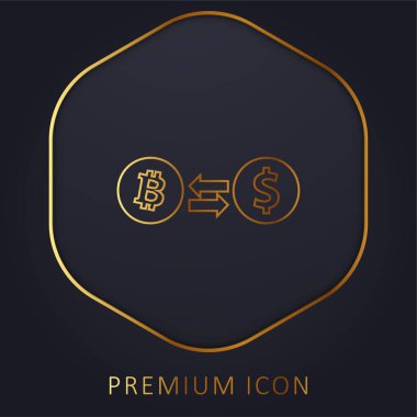 Bitcoin 'den Dolar Takas Oranı Sembol Altın Hat prim logosu veya simgesi