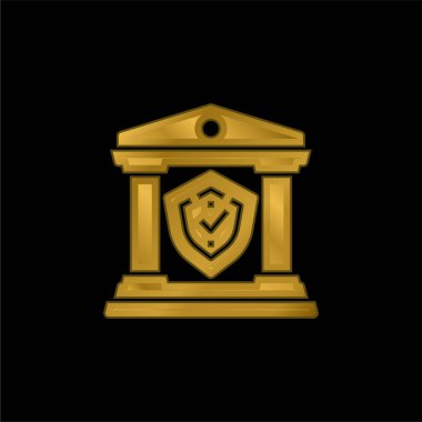 Bankacılık altın kaplama metalik simge veya logo vektörü
