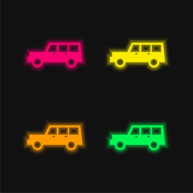 All Terrain Vehicle four color glowing neon vector icon clipart