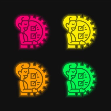 Parlayan dört renk neon vektör simgesi